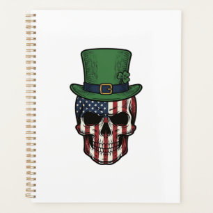Irisches patriotisches Totenkopf-Vintage-Stickerei Planer