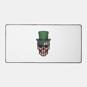 Irisches patriotisches Totenkopf-Vintage-Stickerei Schreibtischunterlage