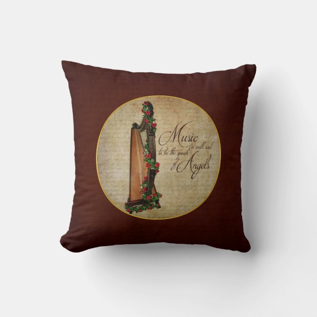Irisches Rosen-Harfen-Kissen Kissen (Vorderseite)