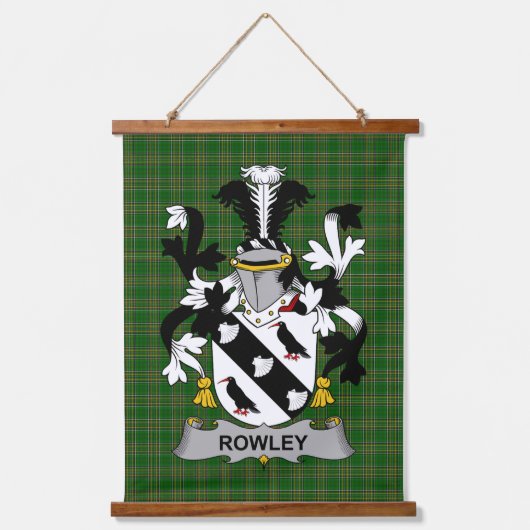 Irisches Rowley oder O_Rowley Wappen Familienwappe Wandteppich Mit Holzrahmen (Vorderseite)