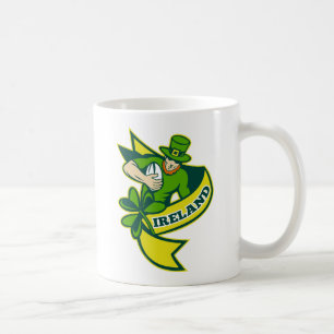 Irisches Rugbyspielerkobold-Hut-Kleeblatt Kaffeetasse