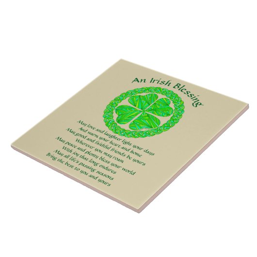 Irisches Segenceltic-Kleeblatt Fliese (Seite)