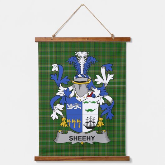 Irisches Sheehy oder McSheehy Wappen Familienwappe Wandteppich Mit Holzrahmen (Vorderseite)