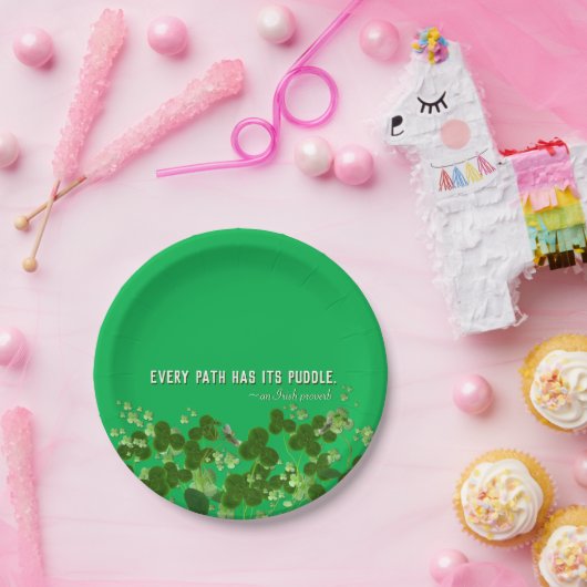 irisches Sprichwort mit glücklichen Kleeblättern Pappteller (Party)