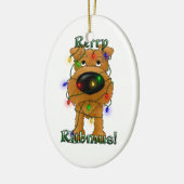 Irisches Terrier - Weihnachtslichter Keramik Ornament (Links)
