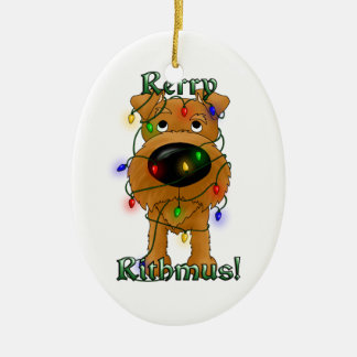 Irisches Terrier - Weihnachtslichter Keramik Ornament
