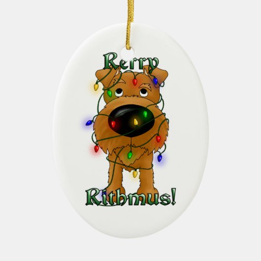 Irisches Terrier - Weihnachtslichter Keramik Ornament (Vorne)