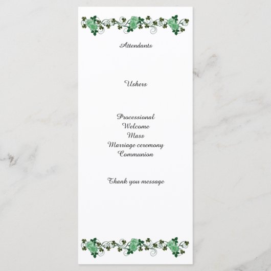 Irisches Thema der Eheschließung Programm (Rückseite)