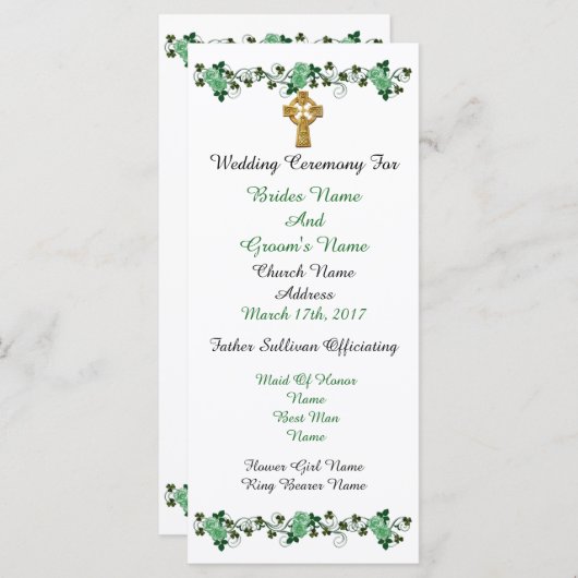 Irisches Thema der Eheschließung Programm (Vorne/Hinten)