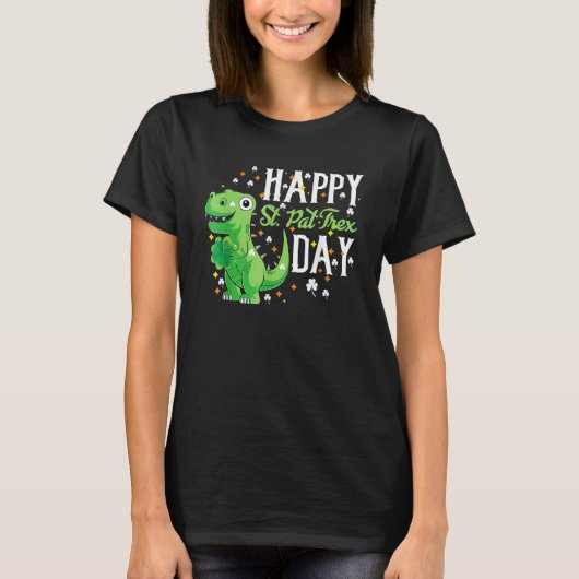 Irisches Trex Dino St. Patricks Day Shirt Kinder K (Vorderseite)