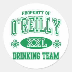 Irisches trinkendes Team O'Reilly Runder Aufkleber