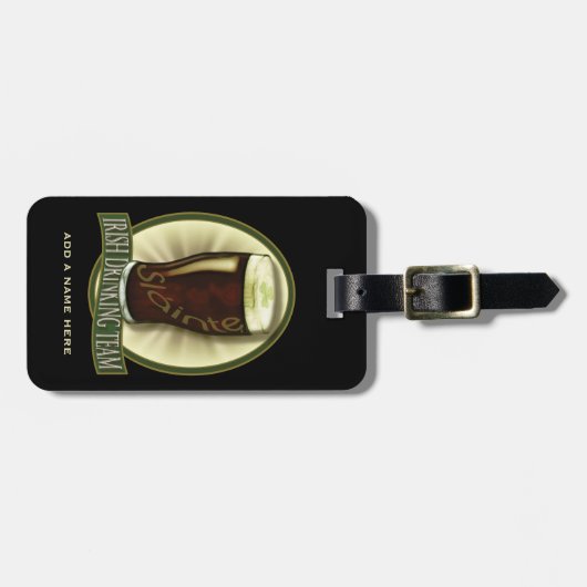 Irisches trinkendes Team personalisiert Gepäckanhänger (Vorderseite horizontal)