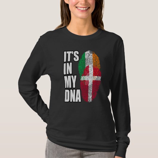 Irisches und dänisches DNA-Flaggen-Erbe T-Shirt (Vorderseite)
