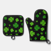 Irisches vierblättriges Muster Ofenhandschuh & Topflappen-Set (Vorderseite)