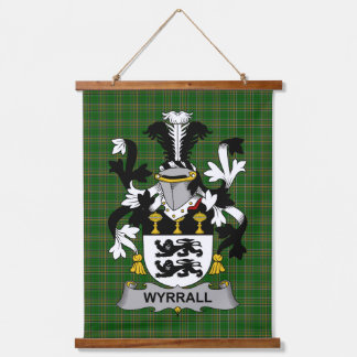 Irisches Wyrrall-Wappen Familienwappen Wandteppich Mit Holzrahmen