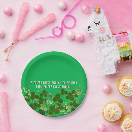 Irisches Zitat mit Kleeblättern Pappteller (Party)