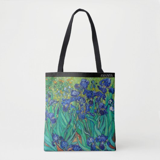 Irises (1889) by Van Gogh – Custom Text Tasche (Vorderseite)