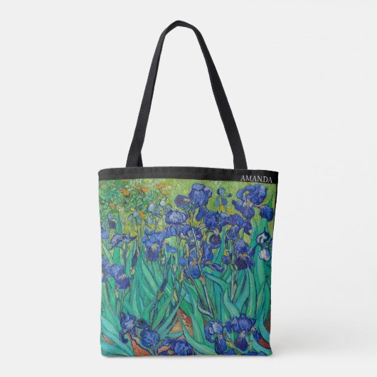Irises (1889) by Van Gogh – Custom Text Tasche (Rückseite)