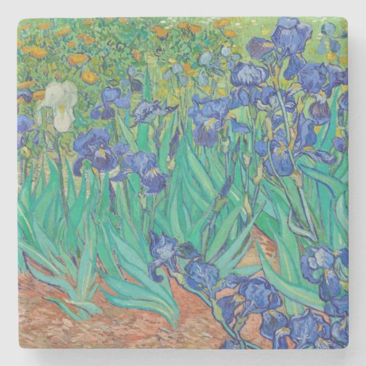"IRISES 1889" VON VINCENT Van Gogh STONE UNTERSETZ Steinuntersetzer (Vorderseite)