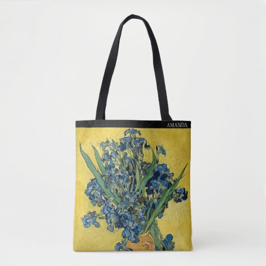 Irises by Van Gogh – Custom Text Tasche (Vorderseite)