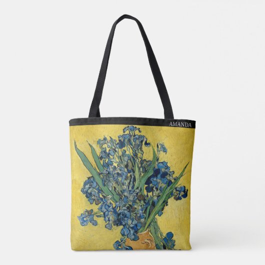 Irises by Van Gogh – Custom Text Tasche (Rückseite)