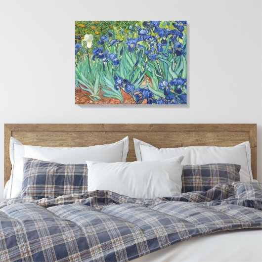 Irises by Van Gogh Wrapped Canvas Leinwanddruck (Insitu (Schlafzimmer))