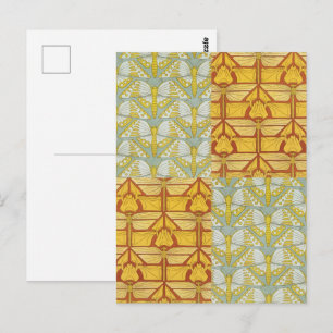 Irises Dragonflies Butterflies Art Nouveau Postkarte