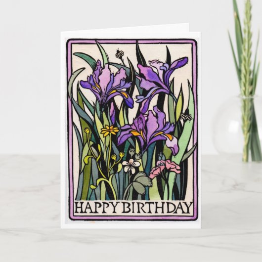 Irises Happy Birthday Card Karte (Vorderseite)