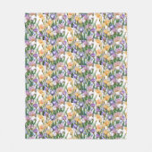 Irises in Yellow Purple on White Floral Fleecedecke (Vorderseite)