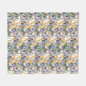 Irises in Yellow Purple on White Floral Fleecedecke (Vorderseite (Horizontal))