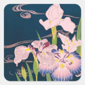 IRISES JAPANESE ART QUADRATISCHER AUFKLEBER (Vorderseite)
