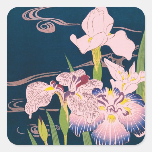 IRISES JAPANESE ART QUADRATISCHER AUFKLEBER (Vorderseite)