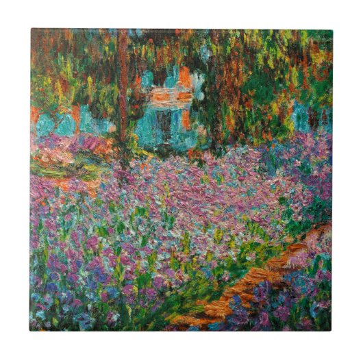 Irises Monet Garden Giverny Blume Fliese (Vorderseite)