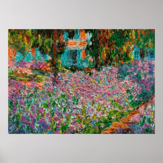 Irises Monet Garden Giverny Blume Poster (Vorne)
