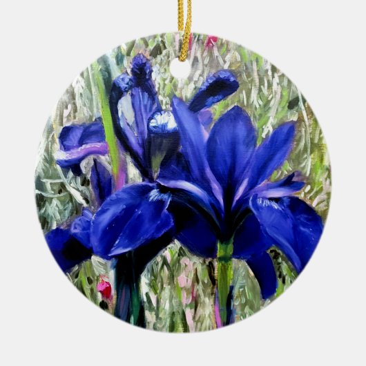 Irises oil painting keramik ornament (Vorne)