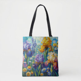 Irises Tote Bag Lush Oil Painting Style Tasche