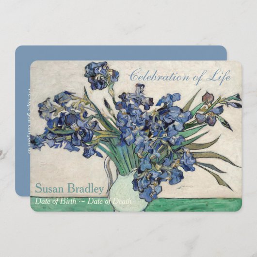 Irises Van Gogh Celebration Funeral Ankündigung (Vorne/Hinten)