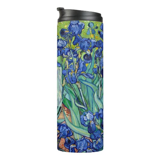Irises Vincent Van Gogh Blue Flowers Art Monogram Thermosbecher (Nach rechts gedreht)
