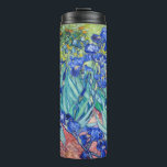 Irises Vincent van Gogh Thermosbecher<br><div class="desc">Ire (1889) Vincent van Gogh. Niedliche Sommerlandschaft. Blaue Irisen blühen in einem Blumenbeet in einem grünen Garten. Reproduktion berühmter Kunstbilder im öffentlichen Bereich.</div>