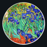 Irises von Vincent Van Gogh Keramikknauf<br><div class="desc">Vincent Van Gogh Irises 1889 gemalt ist es eines der Gemälde,  die er in Saint Paul-de-Mausole Asyl in Saint-Rémy-de-Provence in Frankreich erschuf. Es ist ein Ölgemälde. Diese kunstvolle Ölmalerei zeigt ein Feld von Iris-Blume-Pflanze.  Vincent Van Gogh war ein berühmter Künstler. Er war ein niederländischer Postimpressionist.
Dieses Gemälde ist öffentlich.</div>