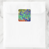 Irises von Vincent Van Gogh Quadratischer Aufkleber (Tasche)