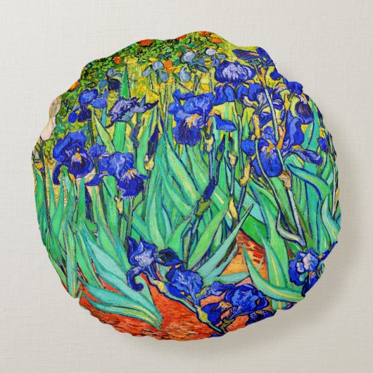 Irises von Vincent Van Gogh Rundes Kissen (Rückseite)