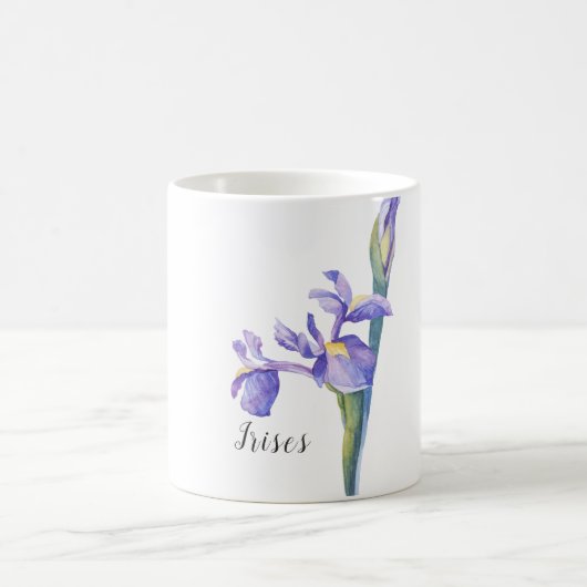 Irises Watercolor Floral Kaffeetasse (Mittel)