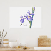 Irises Watercolor Floral Poster (Küche)