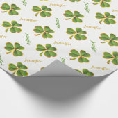 Irisgrün, Goldklee St. Patrick's Day Geschenkpapier (Ecke)