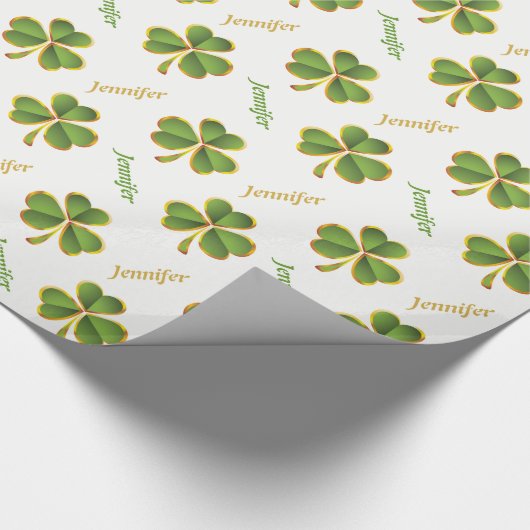 Irisgrün, Goldklee St. Patrick's Day Geschenkpapier (Ecke)