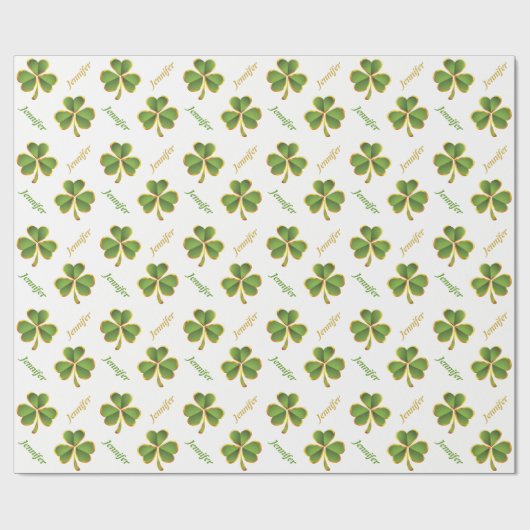 Irisgrün, Goldklee St. Patrick's Day Geschenkpapier (Flach)