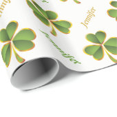 Irisgrün, Goldklee St. Patrick's Day Geschenkpapier (Rolleneckpunkt)