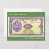 Irish 50 Pfund Banknote für Postkarte (Vorne/Hinten)