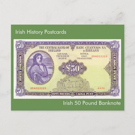 Irish 50 Pfund Banknote für Postkarte (Vorderseite)